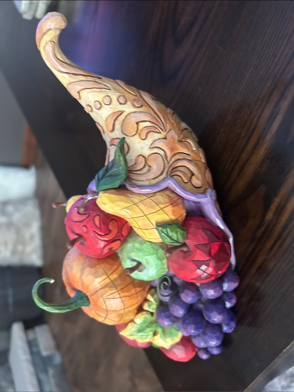 Jim Shore cream gold red purple green multicolor cornucopia figurine